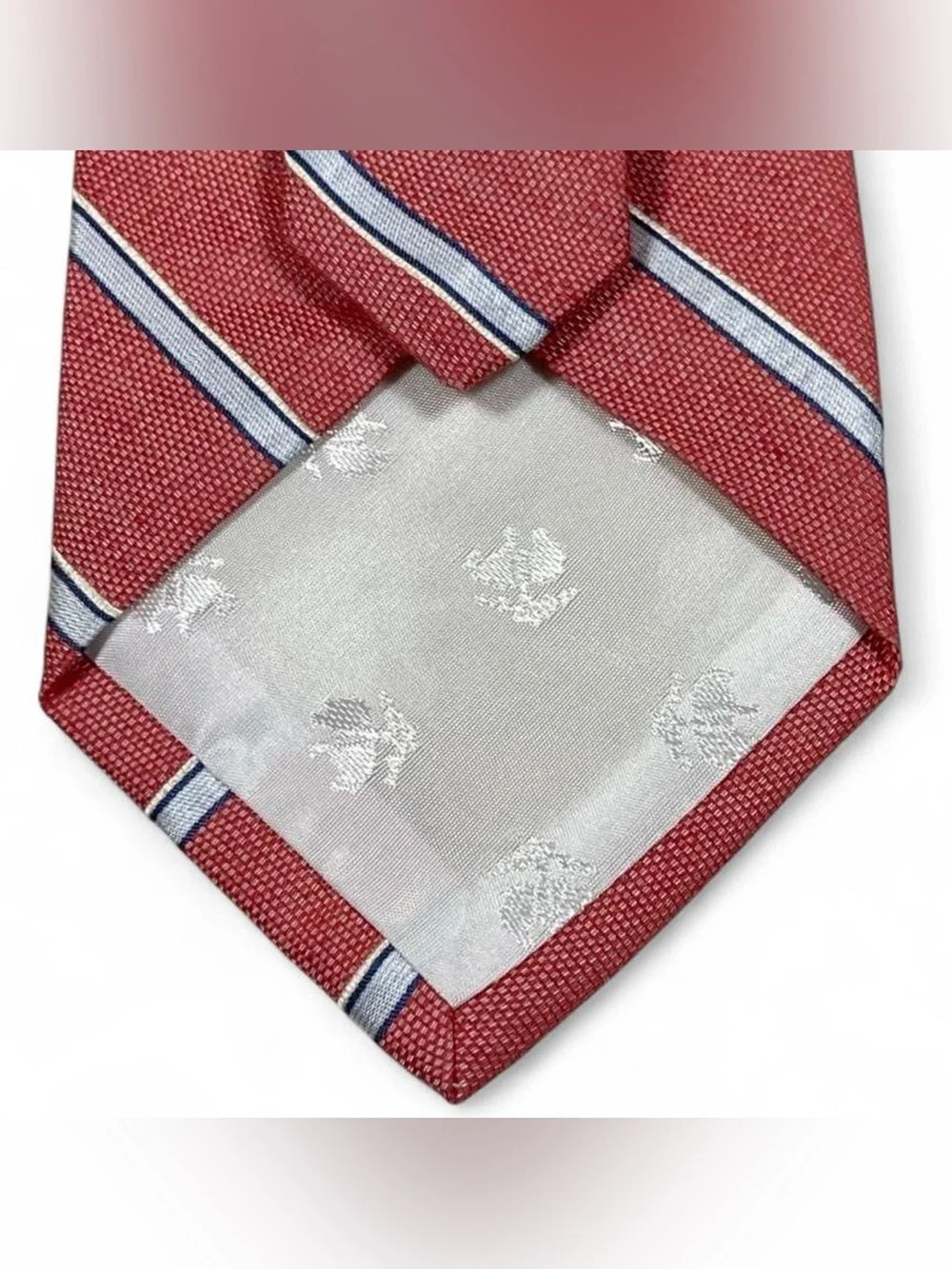Brooks Brothers Linen/Silk Italian Fabric Orange Striped Tie Hand Made in USA